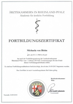 Fortbildungszertifikat M. von Blohn